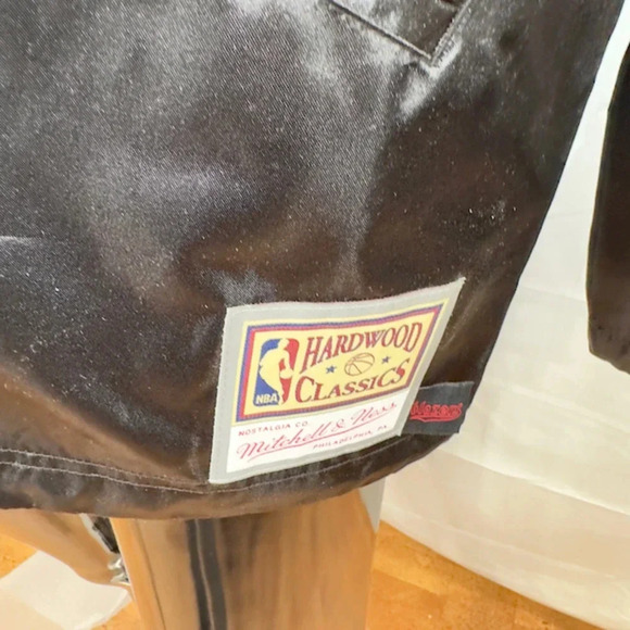 Mitchell & Ness Portland Blazers Doodle Coaches Jacket Snap Satin Black Size L - Picture 6 of 9